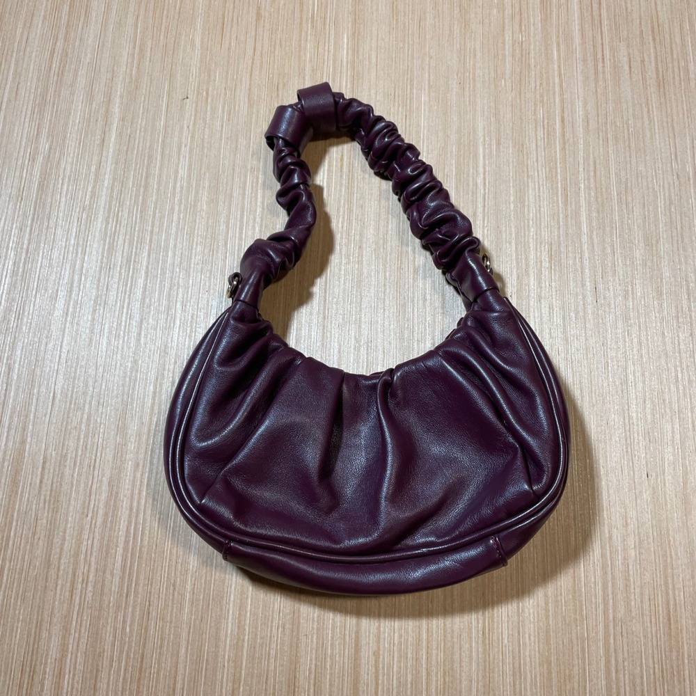 Urban Expressions Hobo Bag Women Burgundy Ruched Vegan Leather Knotted Handle